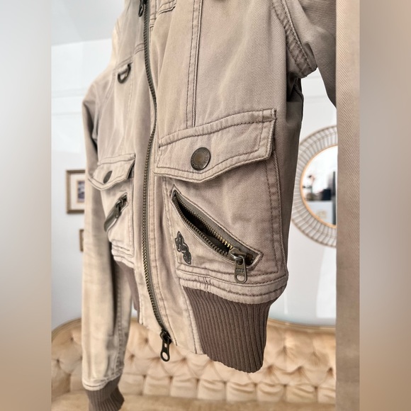 Extremely RARE Y2K Viral Abercrombie & Fitch Bomber Jacket Cotton Sz S faux fur - Picture 9 of 16